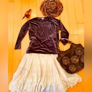 J. Jill Chocolate Brown Velvet Top XS